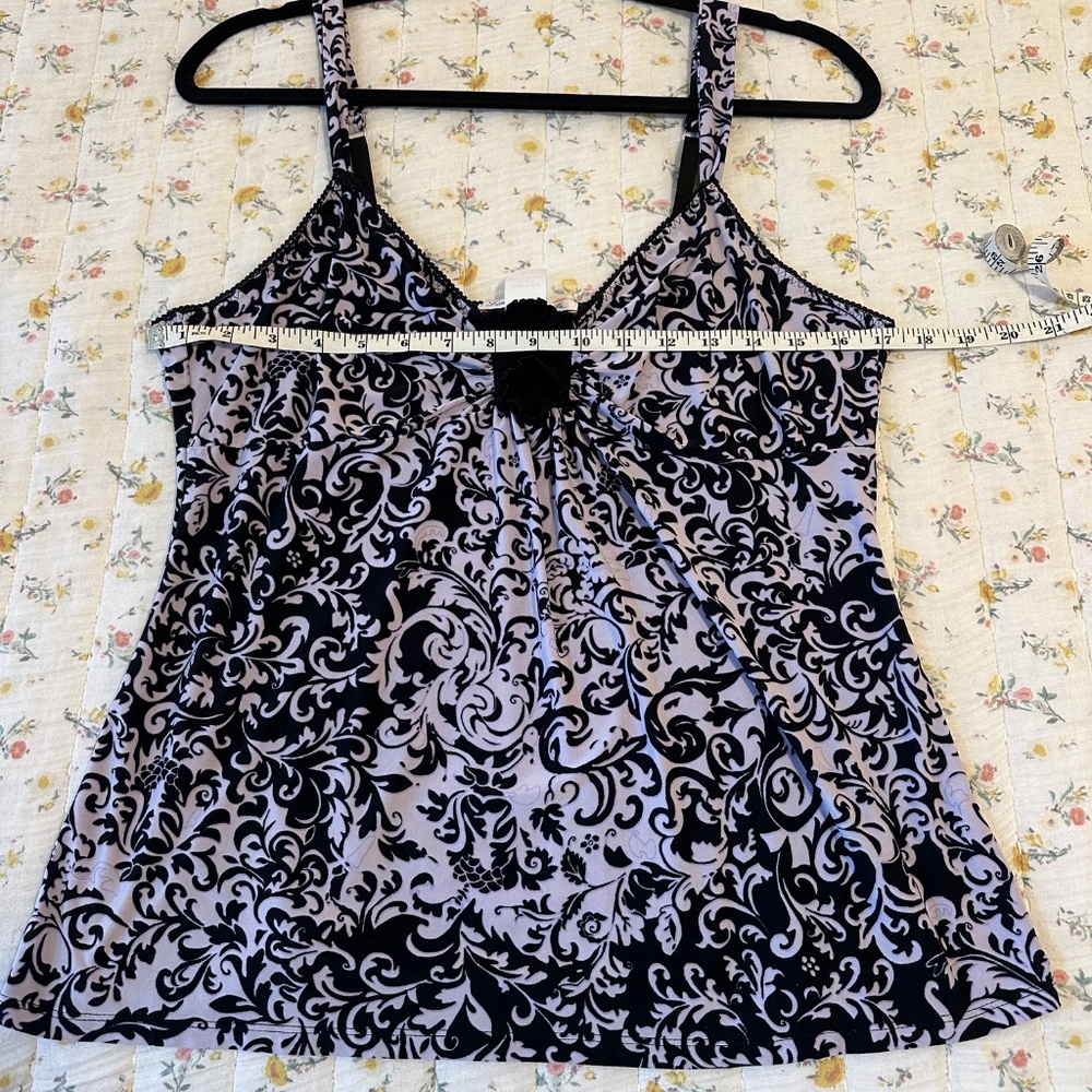 Linea Donatella Women's Tank Top Size Medium Y2K 90s Lavender Black Whimsigoth - Picture 4 of 5